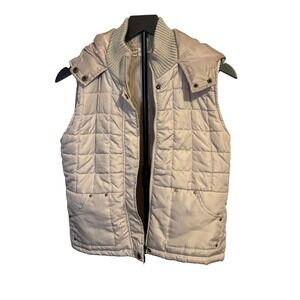 Ashley Women's Hooded Puffer Vest Cream Ivory – Size Medium